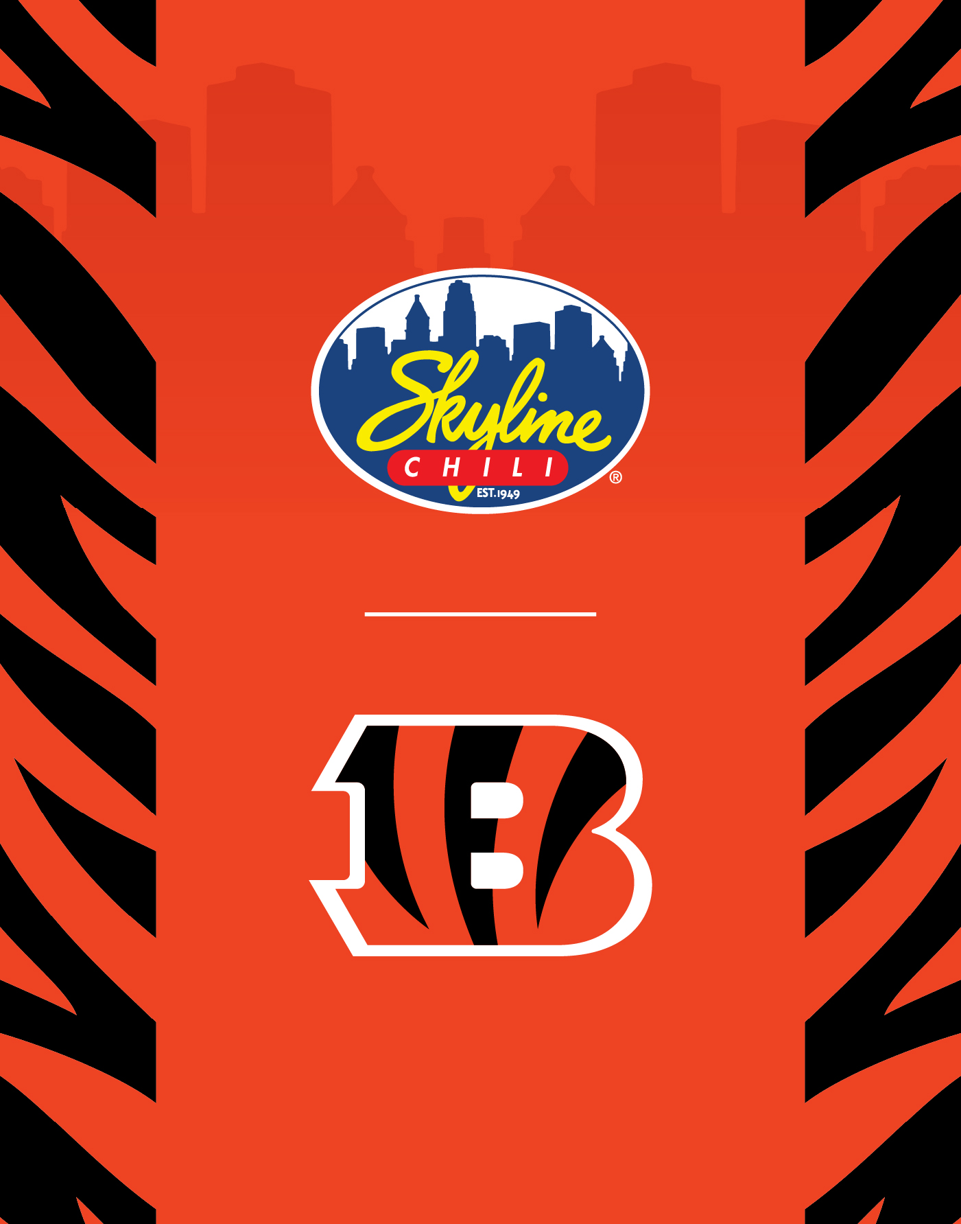 Orange image with skyline logo and bengals logo locked up together